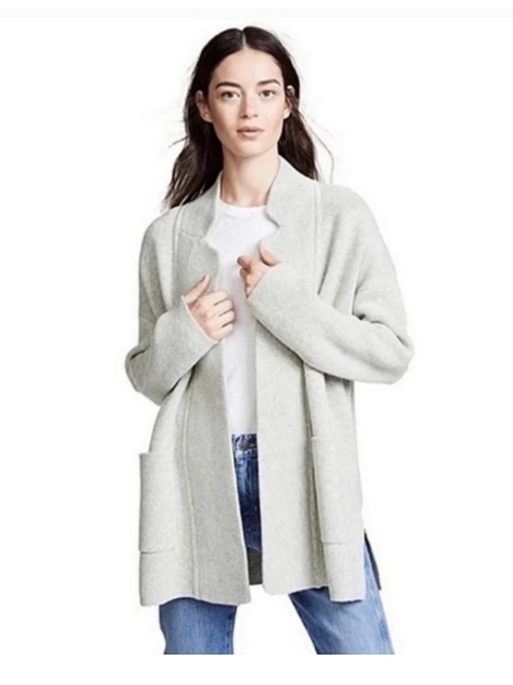 Madewell Spencer Sweater Coat Heather Gray Knit Open Cardigan Wool Medium